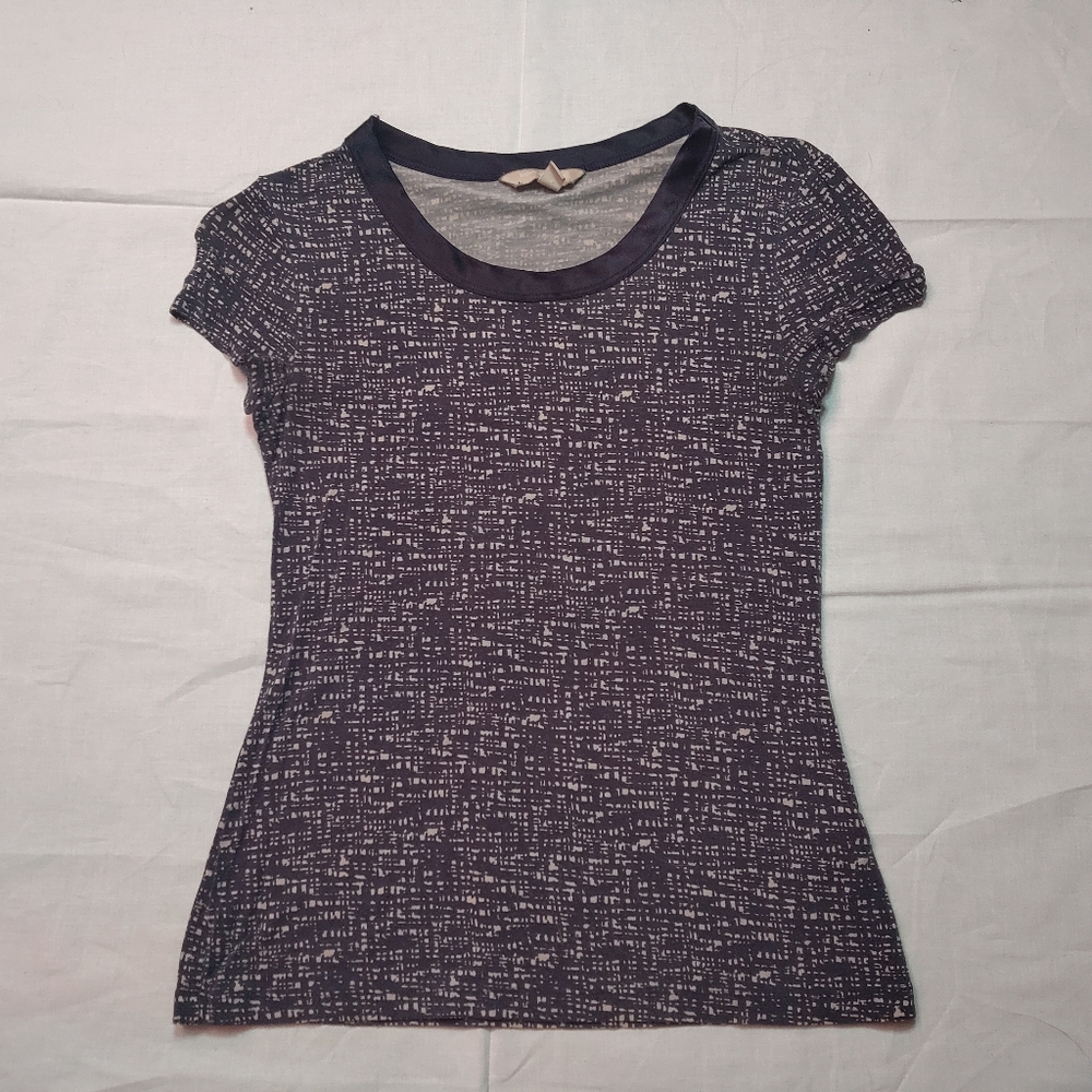 Banana Republic Shirt Women's XS Blue White Round Neck Top Short Sleeve Tee